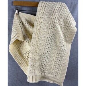 Piccolo Bambino Ivory Knit Baby Blanket 100% Cotton 27"x33"